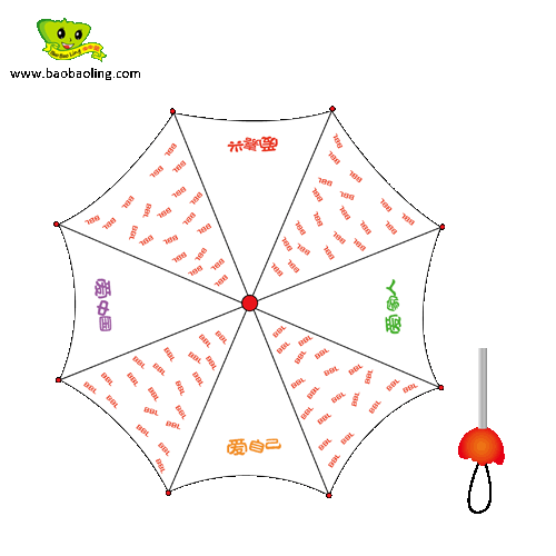 宝宝菱雨伞 创意折叠伞 文字 卡通 透明