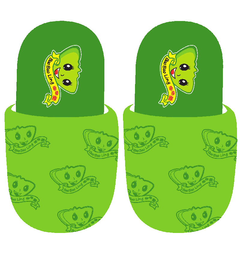 宝宝菱拖鞋 绿色水印卡通拖鞋