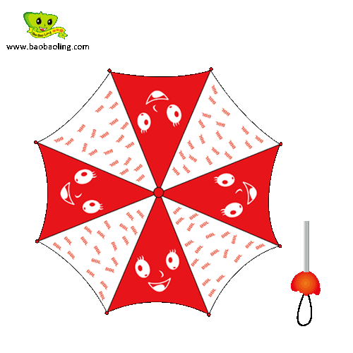 宝宝菱雨伞 创意折叠伞 笑脸 卡通 红色